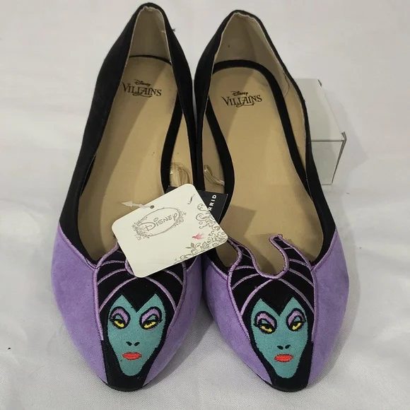 Torrid Disney Maleficient Villains Slip On Embroidered Purple Black Shoes - Picture 1 of 6